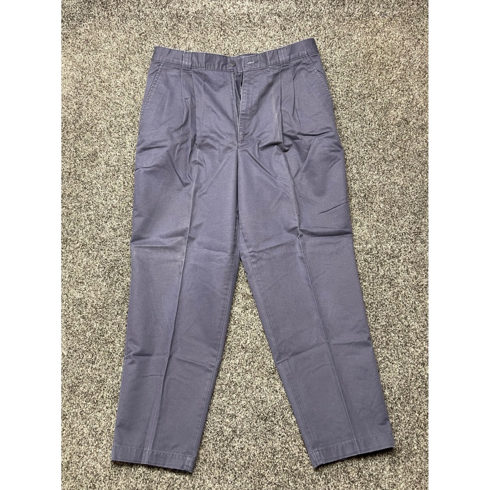 Savane Sportswear Mens Navy Blue Pleated Chino Pants Easy Care 37x27